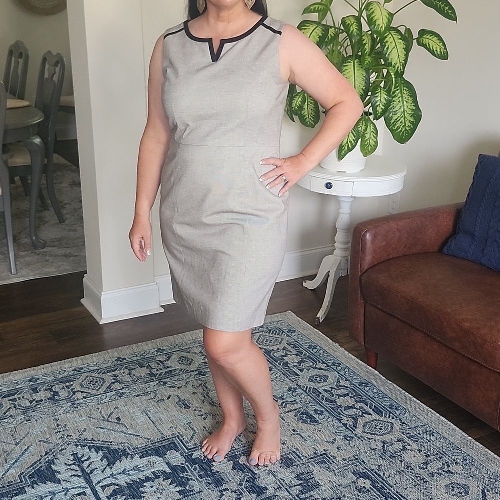 NWT Talbots Split Neck Black and White Sheath Dress 14P